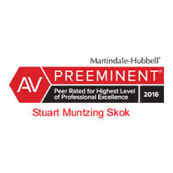 Martindale-Hubbell | AV | Preeminent| Peer Rated for Highest Level of Professional excellence | 2016 | Stuart Munzing Skok