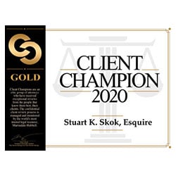 Gold | Client Champion | 2020 | Stuart K. Skok. Esquire